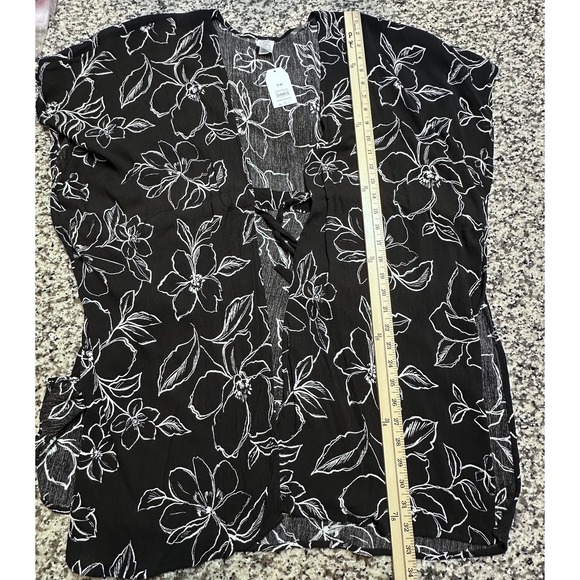 NWT Time and Tru Womens Sm-Md Black Soot Floral Printed Swim Cover-Up Resortwear - Picture 11 of 13
